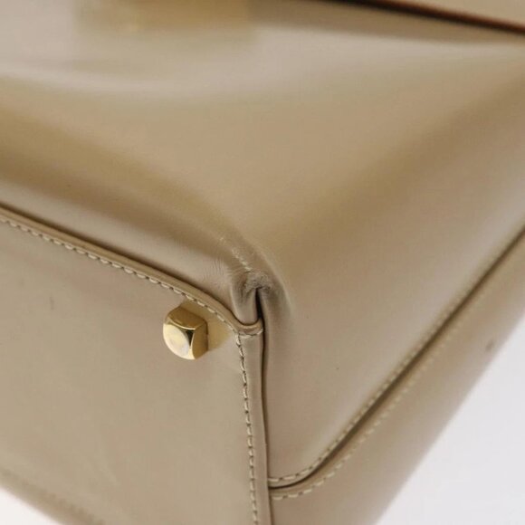 Salvatore Ferragamo Gancini Hand Bag Leather Beige Gold - Picture 11 of 16